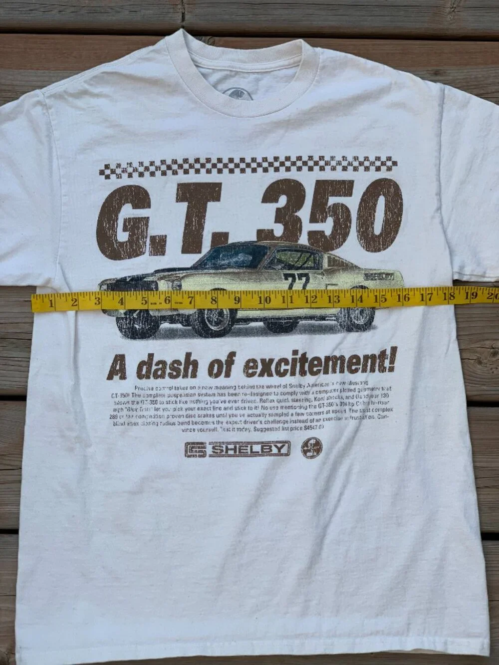 Shelby Mustang GT 350 T Shirt Mens Medium Tan Logo Classic Ford Car Racing